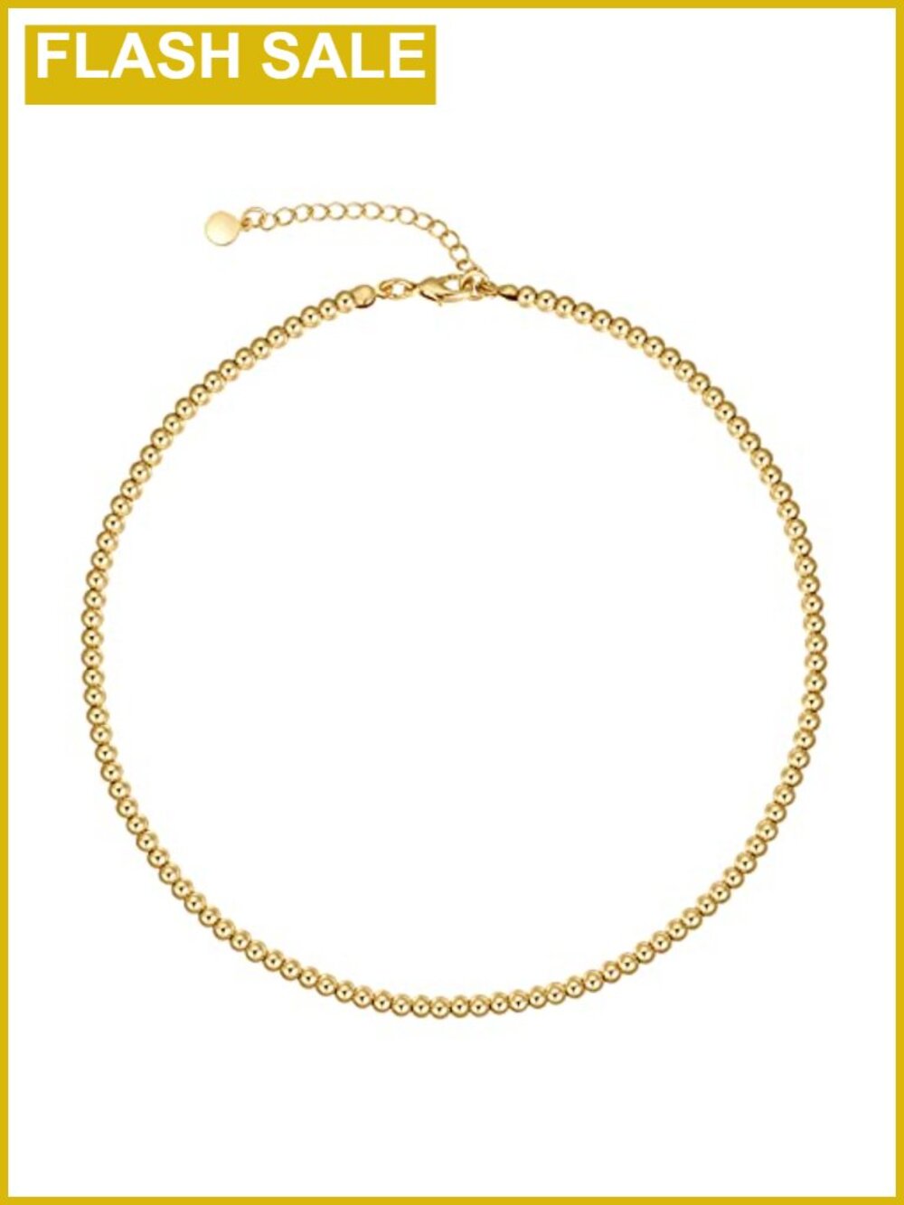 14K Gold Plated Bead Chain Choker Necklace 16" Layering Women Jewelry